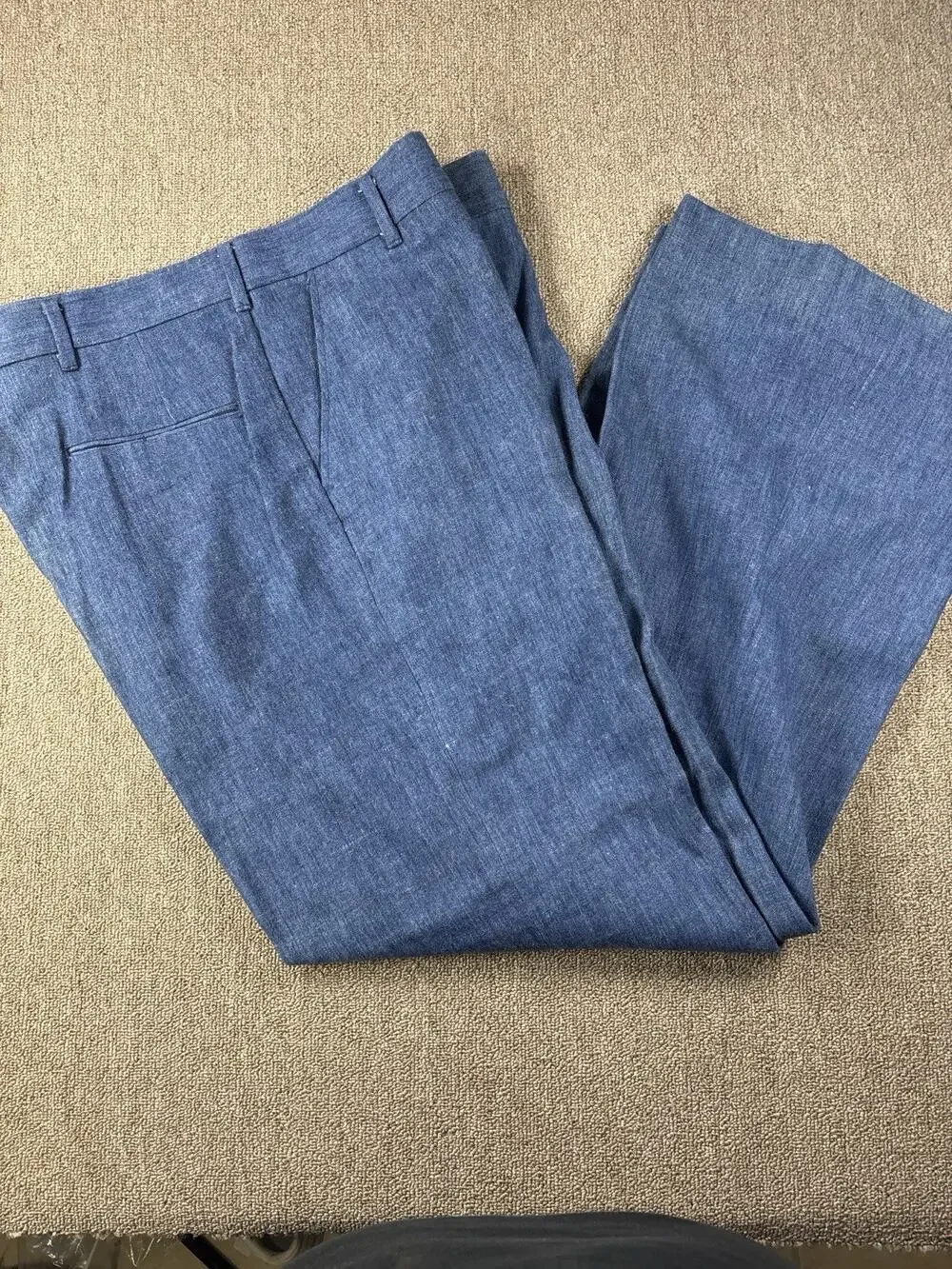 Vintage 1960s–70s American Fashion Collection Chambray Dress Pants 36x31 USA